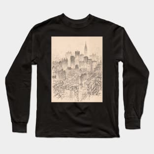 Sketch of a city full of skyscrappers - Architectural Sketch Long Sleeve T-Shirt